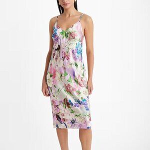 Floral Satin V-Neck Midi Downtown Cami Slip Dress - NWT